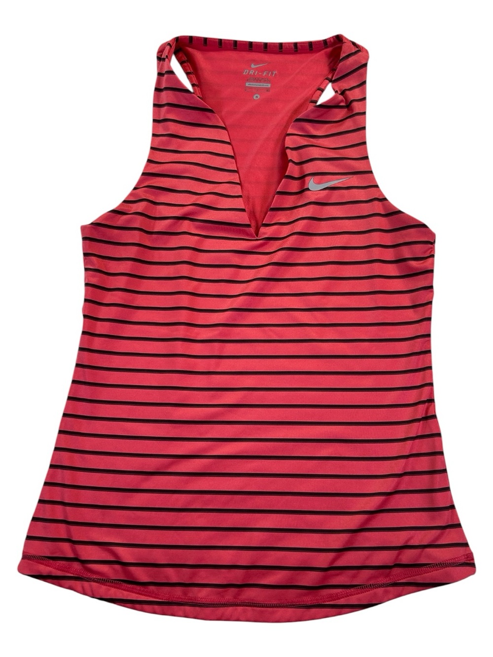 Nike Stripe Pure Tennis Tank Women’s S Coral Pink Dri-FIT Racerback 2014